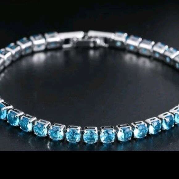 Sterling Silver Turquoise Tennis Bracelet - Picture 8 of 11